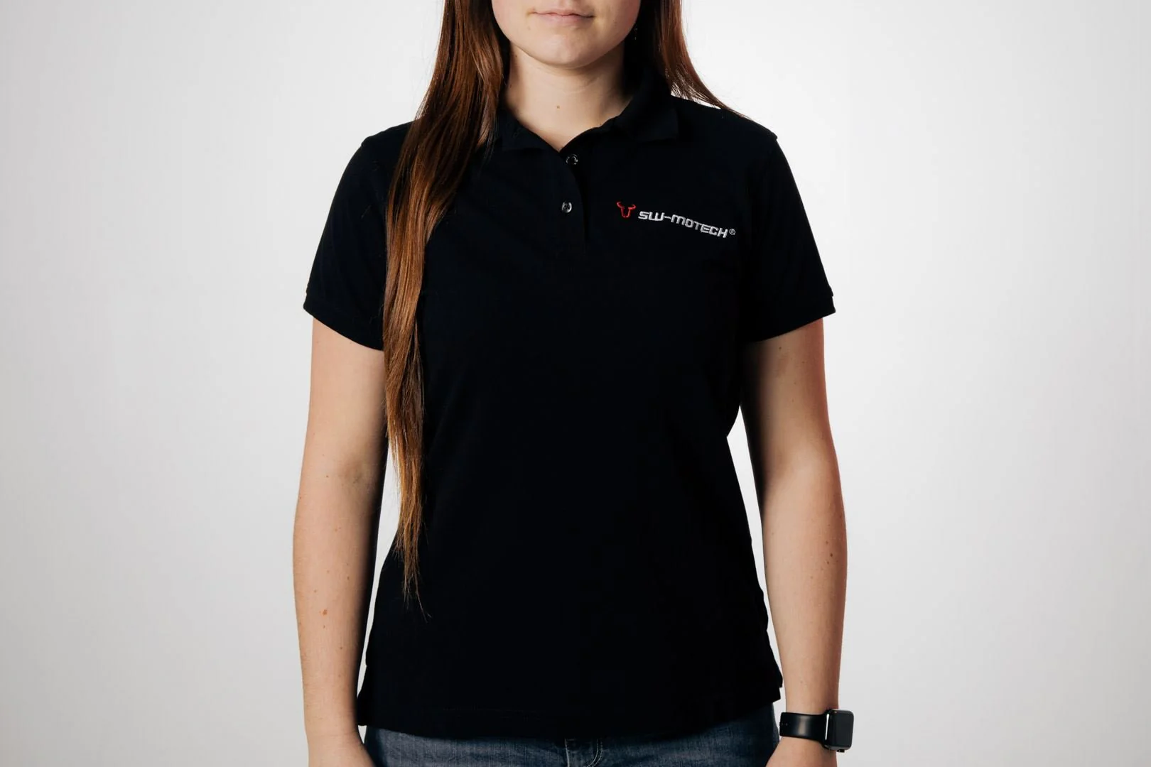 Team polo shirt Core Line. Black. Women. Size L.